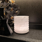 Pillar ribbed Spanish alabaster stone cordless table lamp