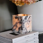 Calacatta Viola Square Marble Vessel | Includes Candle Sand