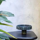 Verde Alpi marble pedestal bowl sculptural green marble centrepiece by Lokah & Co
