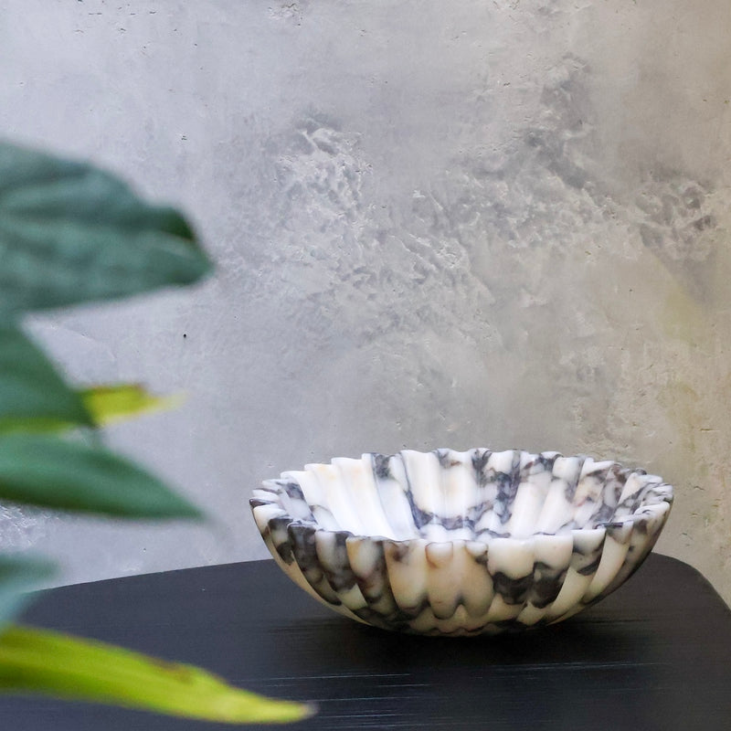 Calacatta Viola marble scalloped bowl sculptural marble bowl by Lokah Co
